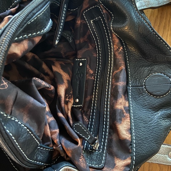 B. Makowsky Leather Hobo Bag Pewter Accents - Picture 5 of 12